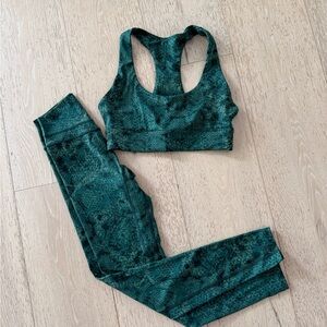 Vitality Green Snake Print Sports Bra and Leggings Set